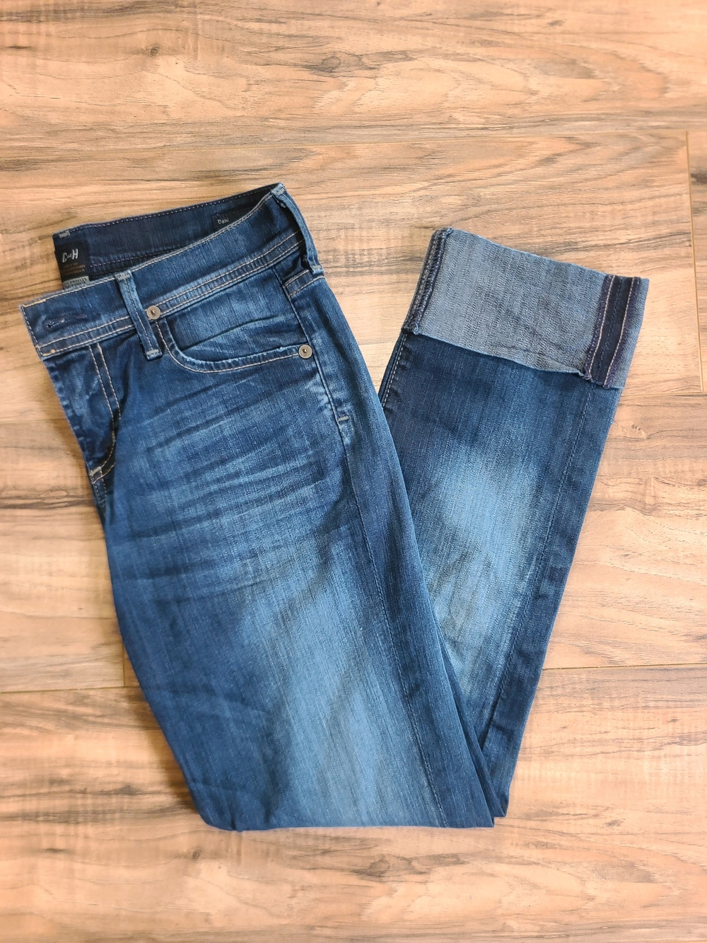 Citizens Of Humanity Dani Cropped Straight Jeans 28in Medium Wash W/ Cuffed Hem